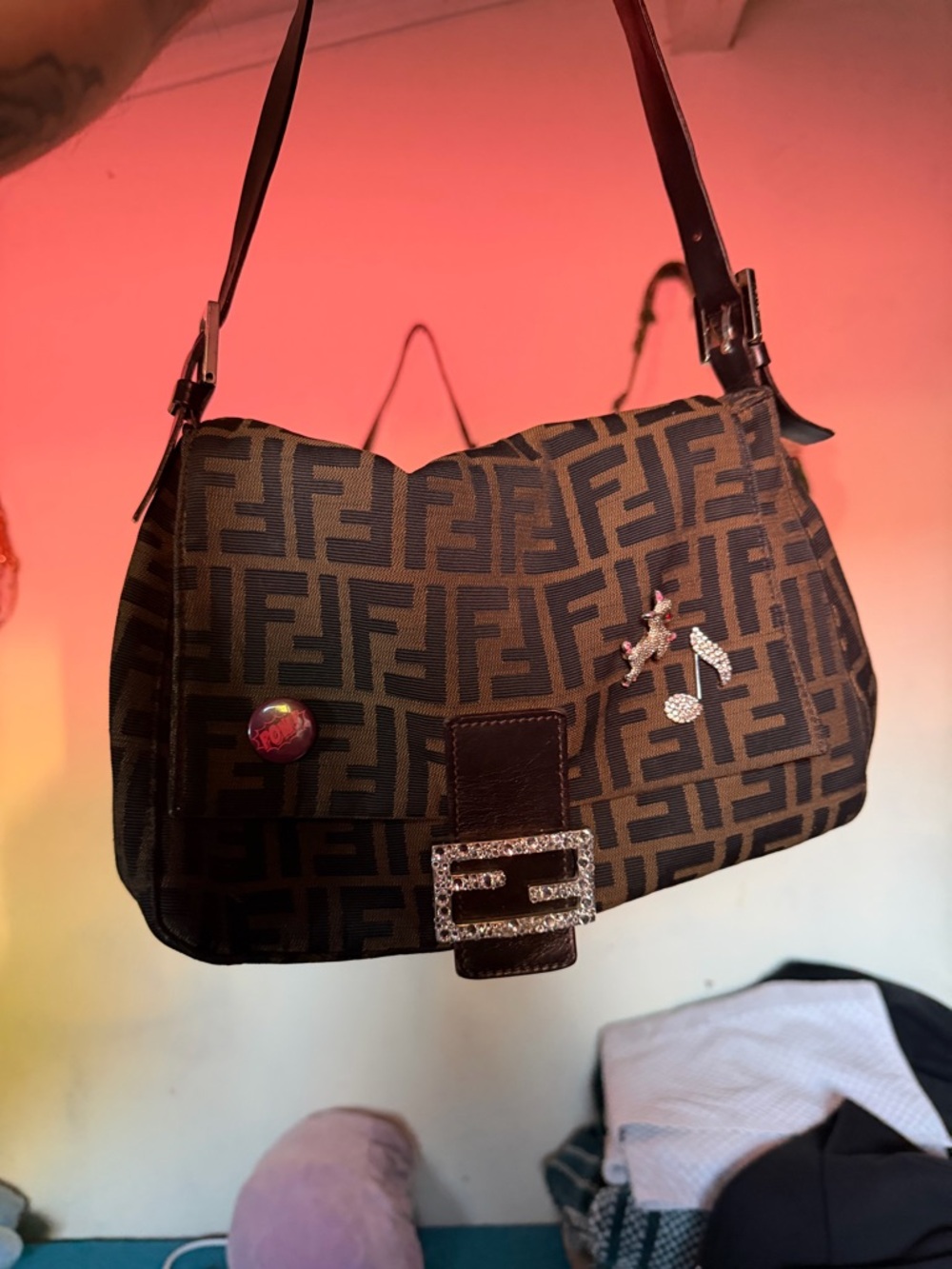 Fendi mama baguette rhinestone bucket